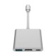 Кабель (адаптер) Type-C на HDMI, USB, для Apple MacBook, серебристый