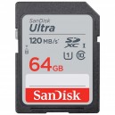 Карта памяти SanDisk 64GB Ultra UHS-I SDHC (чтение 120 MB/s, запись 45 MB/s)