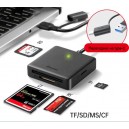 Кардридер LLANO USB 3,0/Type-C 4 в 1, 5 Гбит/с, MicroSD/SD/MS/CF